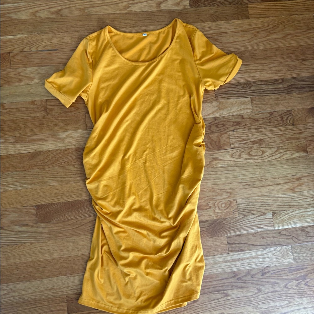 Yellow bodycon maternity dress -XL